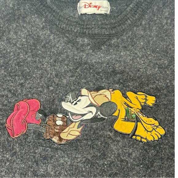The Disney Store Vintage Black Wool Sweater Medium? Mickey Outdoors Pluto - Picture 8 of 12